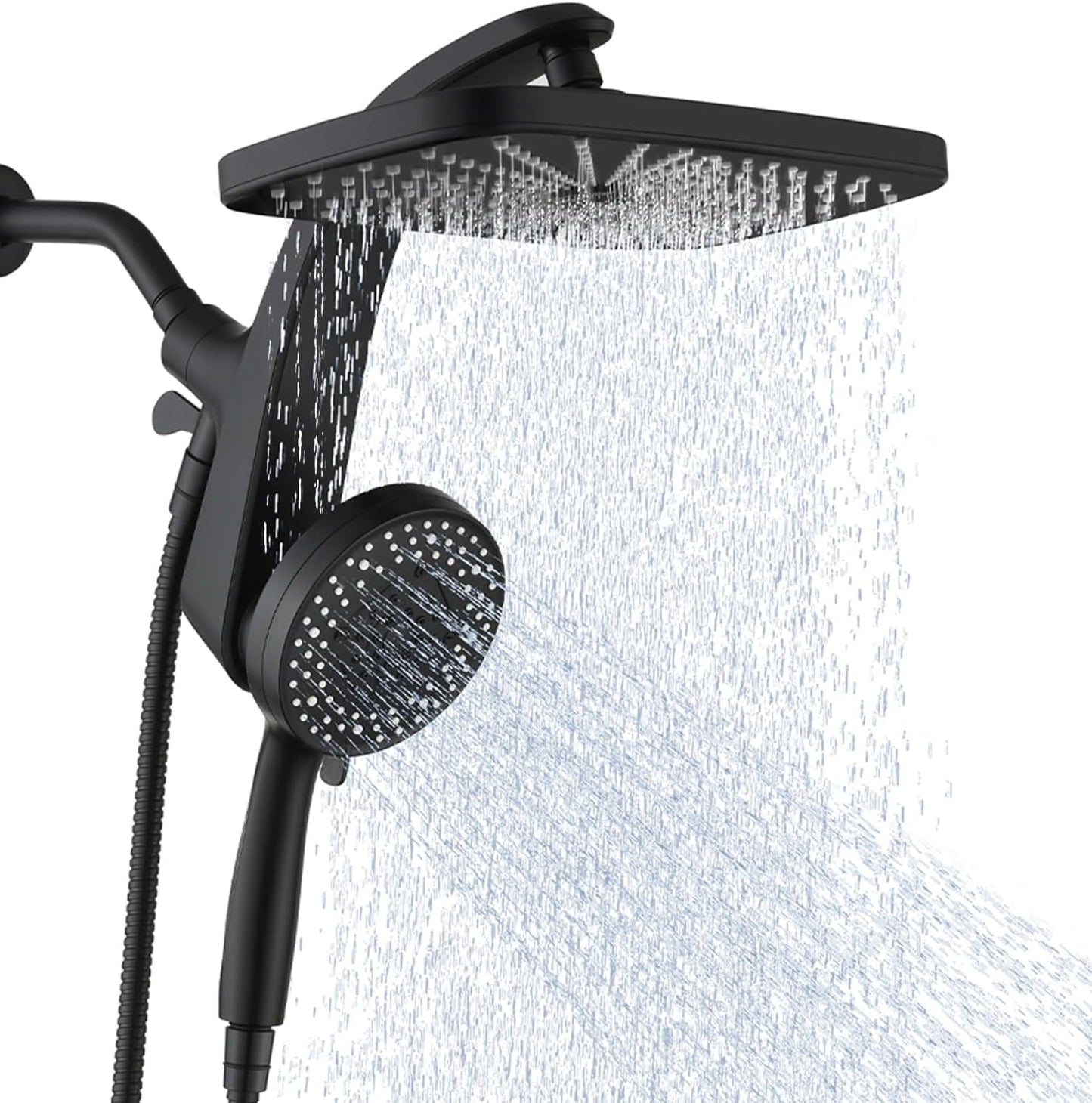 High Pressure Rain Shower Head: Upgrade Shower Heads with Handheld Spray Combo with Fixed Showerhead and 10 Sprays Handheld Shower Head, Detachable Shower head Built-in Magnetic Docking and Power Jets