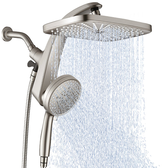 High Pressure Rain Shower Head: Upgrade Shower Heads with Handheld Spray Combo with Fixed Showerhead and 10 Sprays Handheld Shower Head, Detachable Showerheads Built-in Magnetic Docking and Power Jets