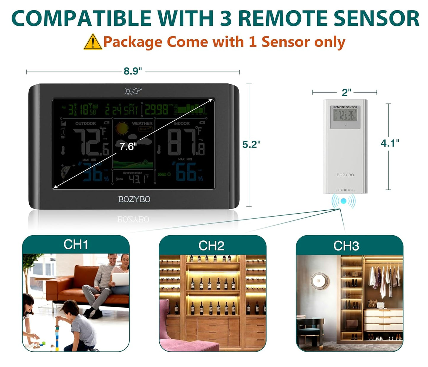 Remote Senzor for BOZYBO Weather Station KA006, KA003, KA001-2025