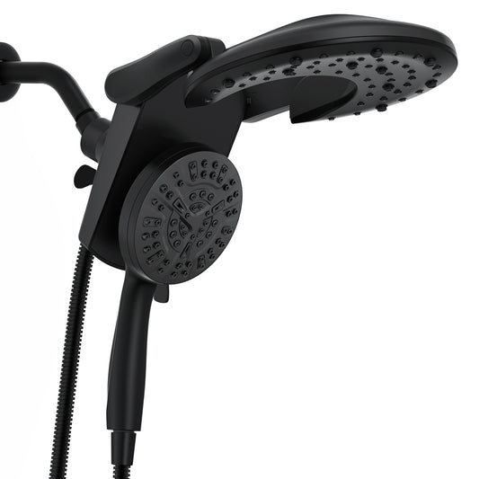Rain Shower Head with Handheld: Foldable High Pressure Shower Heads with Handheld Spray Combo, 9 Spray Settings/Modes Hand Held Showerhead Dual Rainfall Shower Head Built-in Magnetic Docking and Jets