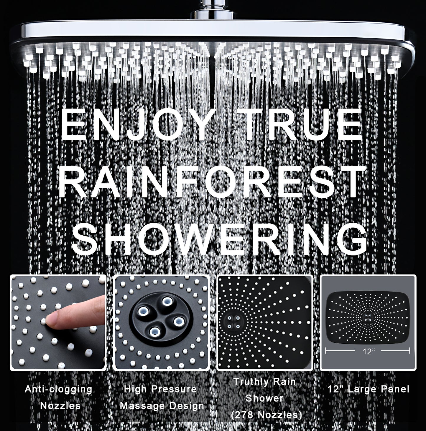 High Pressure Rain Shower Head: Upgrade Shower Heads with Handheld Spray Combo with Fixed Showerhead and 10 Sprays Handheld Shower Head, Detachable Shower head Built-in Magnetic Docking and Power Jets